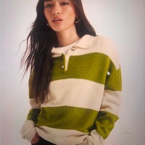 Striped Green and Cream Women's Sweater